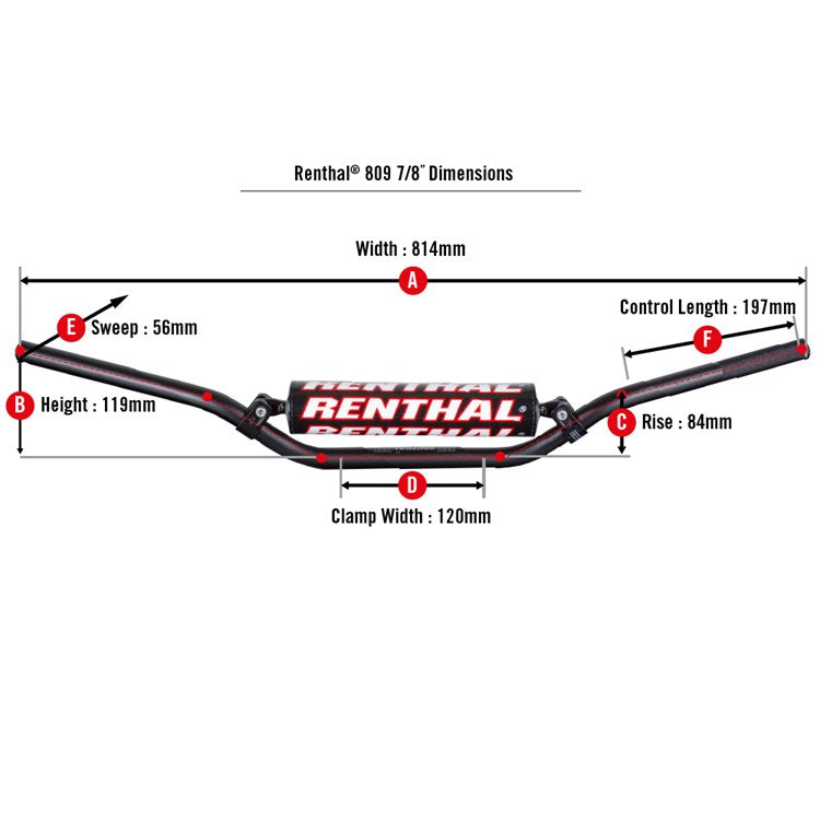 Renthal 7/8 MX/ENDURO 809 RC HIGH Handlebar